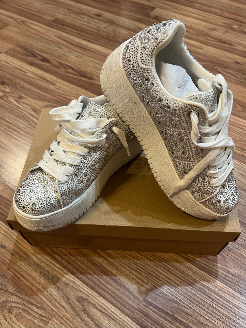 Steve Madden Rockaway Rhinestone Lace-Up Platform Sneakers